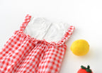 Baby plaid lace sleeves baby triangle romper baby kite clothes - D&A