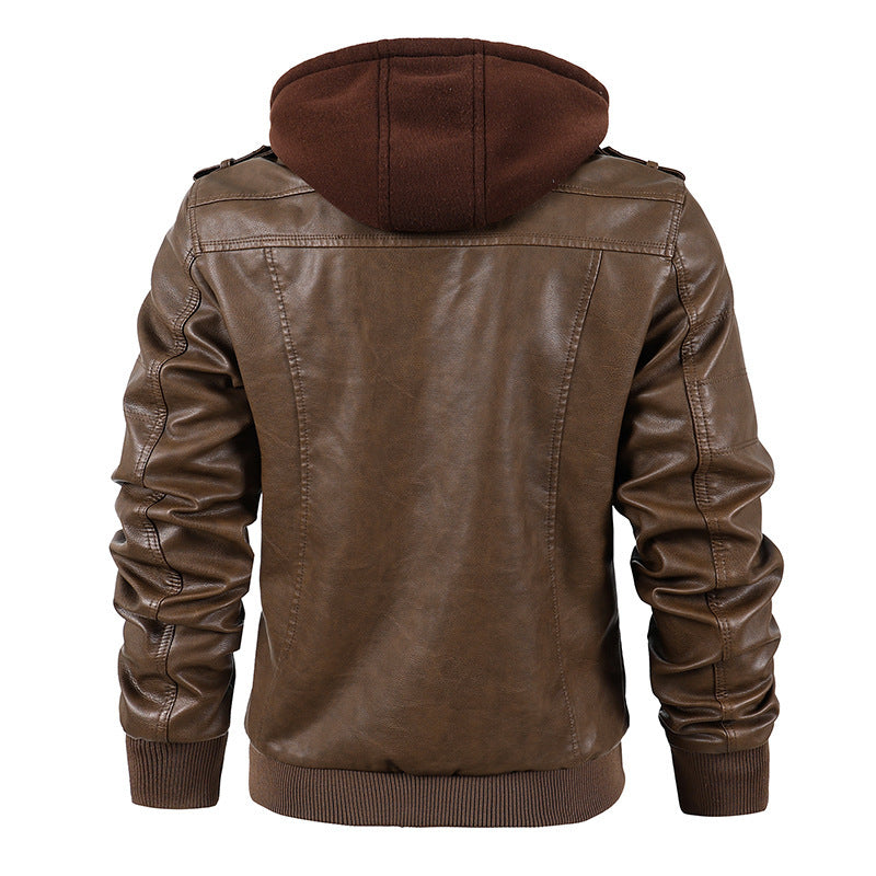 Motorcycle leather men's jackets stand collar men - D&A