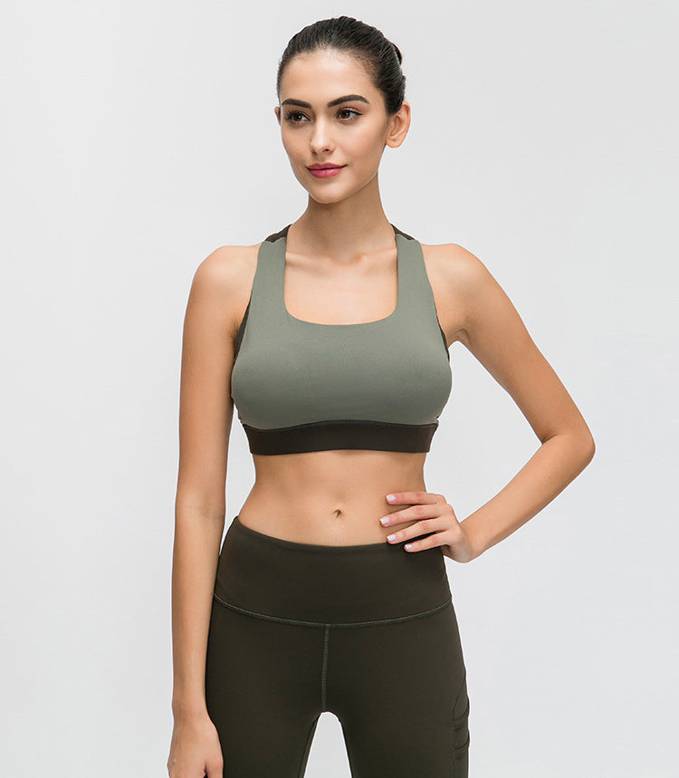 Contrast-panel sports bra - D&A