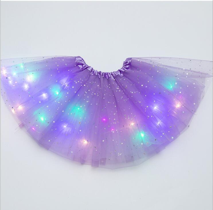 Magical & Luminous LED Princess Halloween Tutu Skirt Sequins Shiny Skirt Lilac colour - D&A