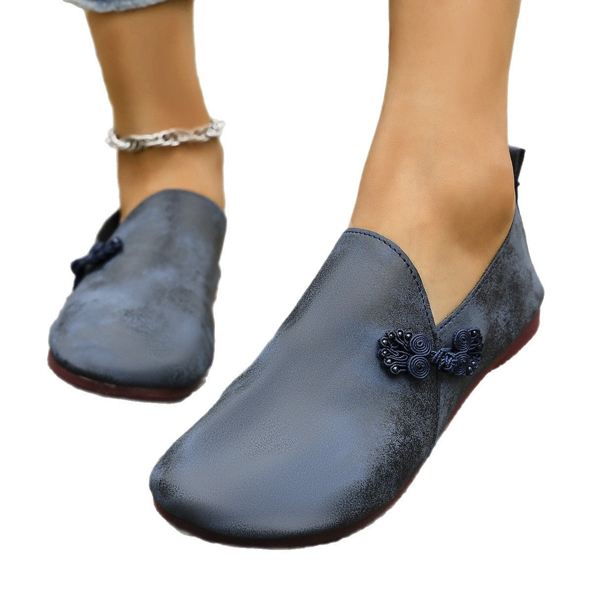 New Slippers Retro Buckle Closed-toe Slippers Women - D&A