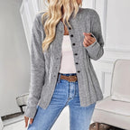 Women's Single-breasted Casual Long-sleeved Knitted Cardigan - D&A