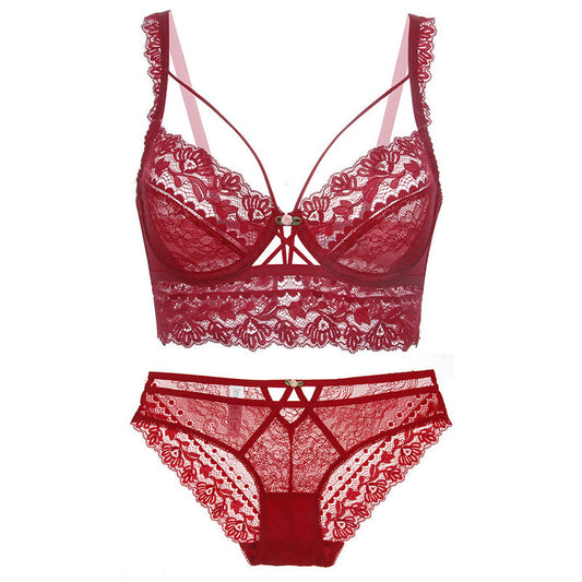 Ultra-thin Transparent Bra Sexy Lace Ladies Underwear Bra Set - D&A