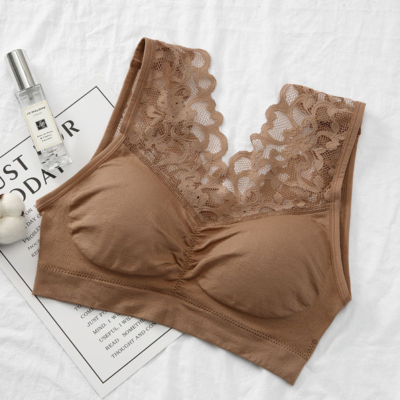 Fashion Back Lace Bra Underwear Women Khaki - D&A