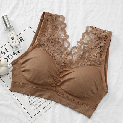 Fashion Back Lace Bra Underwear Women Khaki - D&A