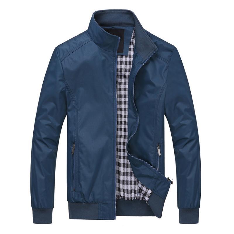 Men Overcoat Bomber Jackets Blue - D&A