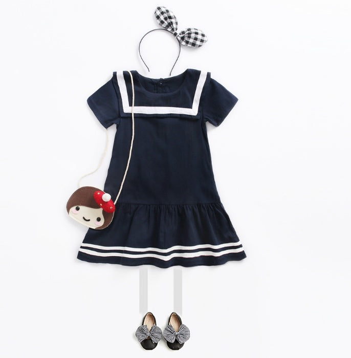 Sanlutoz Girls Clothes Summer Kids Dress For Girl Uniform Short Sleeve Girl Dress Cotton Toddler Fashion Brand New - D&A