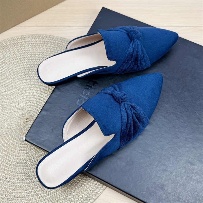 Bow Toe Korean Style Simple Pointed Flat Lazy Half Slippers - D&A