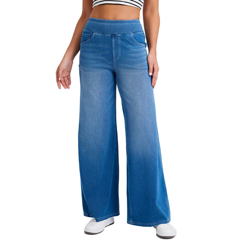 High Waist Straight Cat Beard Horse Riding Yoga Jeans - D&A