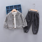 Baby boy long sleeve plaid suit Grey - D&A