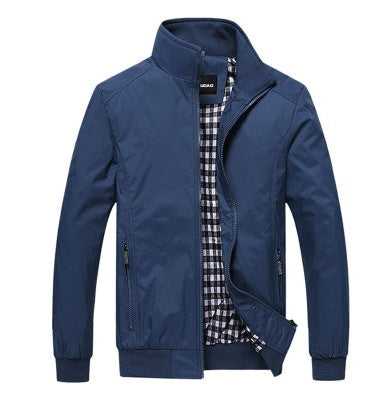 New Jacket Men Fashion Casual Loose Mens Jacket Sportswear Bomber Jacket Mens jackets and Coats Plus Size M- 5XL Dark blue XS - D&A