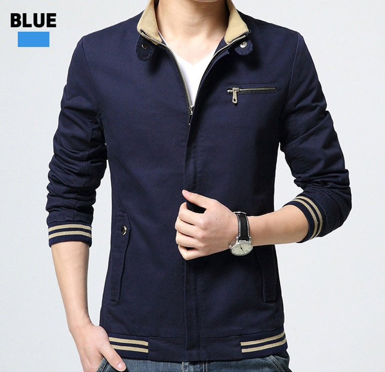 Brand New Spring Autumn Men Casual Jacket Coat Men's Fashion Washed Pure Cotton Brand-Clothing Jackets Male Coats Navy Blue2 - D&A