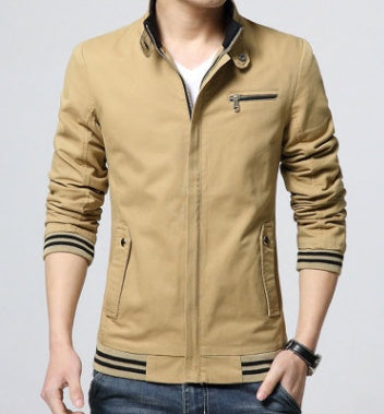 Brand New Spring Autumn Men Casual Jacket Coat Men's Fashion Washed Pure Cotton Brand-Clothing Jackets Male Coats Yellow2 - D&A
