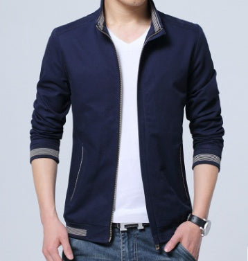 Brand New Spring Autumn Men Casual Jacket Coat Men's Fashion Washed Pure Cotton Brand-Clothing Jackets Male Coats Navy blue1 - D&A