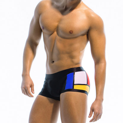 Men's Multi-color Mosaic Craft Boxer Swimming Trunks - D&A