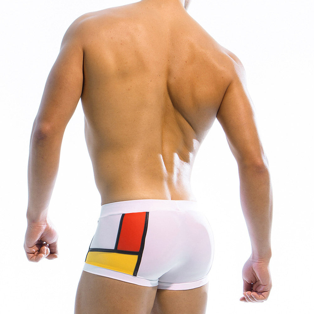 Men's Multi-color Mosaic Craft Boxer Swimming Trunks - D&A