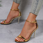 Women's Buckle Stiletto Open Toe Sandals - D&A