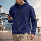 Zipper Hooded Sweatshirt Loose Double-sided Bejirog Sweater Navy Blue - D&A
