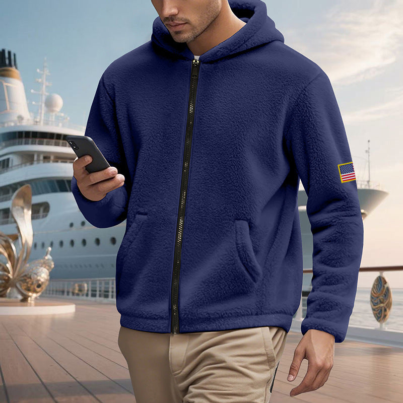 Zipper Hooded Sweatshirt Loose Double-sided Bejirog Sweater Navy Blue - D&A