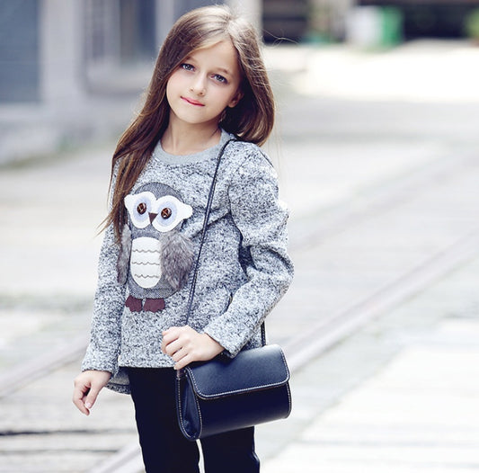 Jacket Coat for Girls Boy Sweatshirts Sweater for Girls Children's Girl Coats Cartoon Owl Clothes for Autumn Winter Fleece Lined - D&A