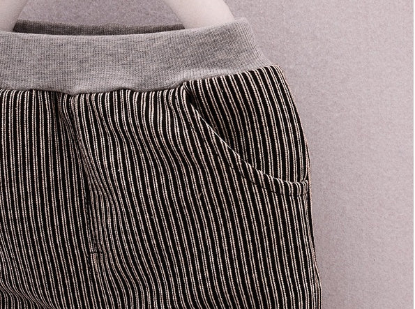 spring and autumn new boys and girls zipper striped trousers suit children's suit - D&A