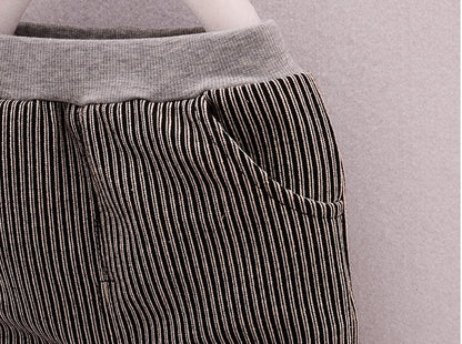 spring and autumn new boys and girls zipper striped trousers suit children's suit - D&A