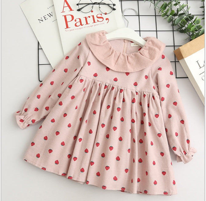 autumn dress, new girl princess dress, full print flower, bow knot long sleeve dress, children's clothing wholesale 3 - D&A