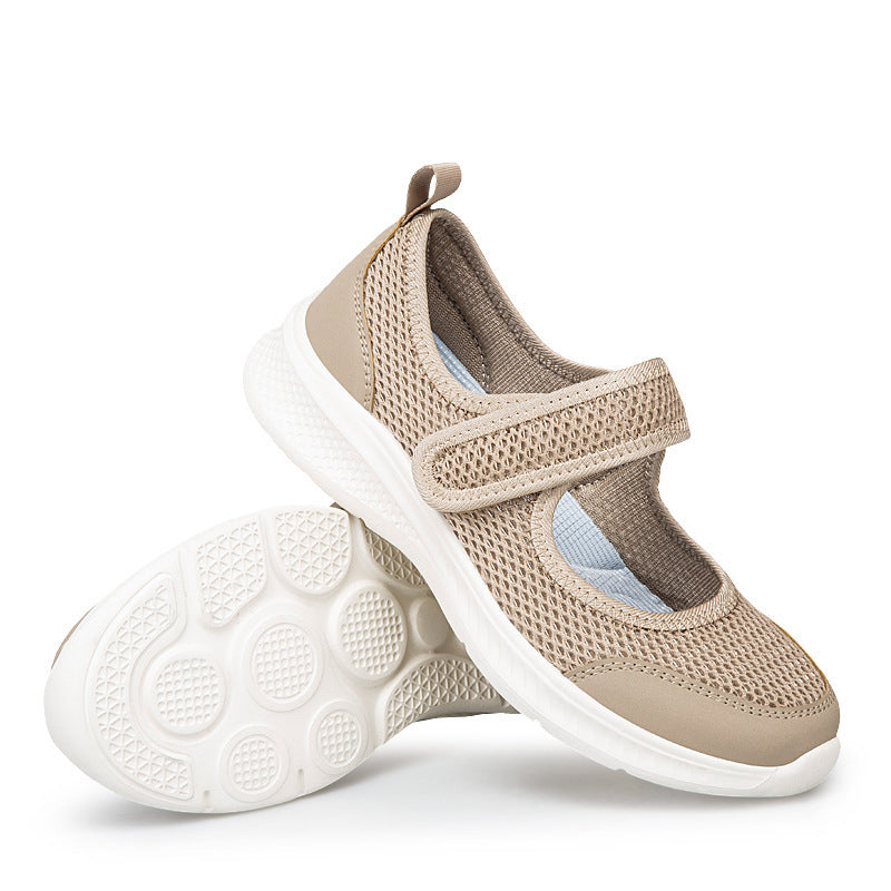 Low-top Thick Bottom Hollow Buckle Casual Mesh Shoes For The Old - D&A