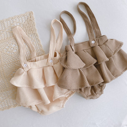 Baby Romper 0-2 Years Old Baby Clothes Baby Girl Foreign Style Pleated Lotus Leaf Sling Climber - D&A