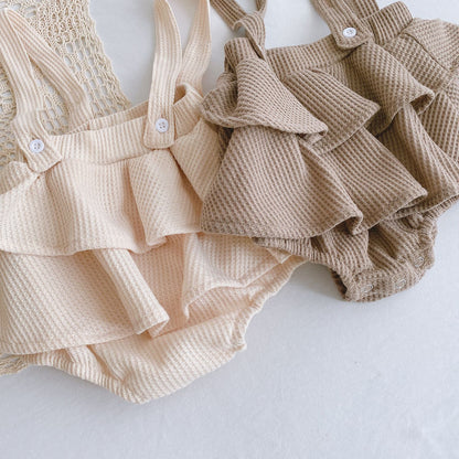 Baby Romper 0-2 Years Old Baby Clothes Baby Girl Foreign Style Pleated Lotus Leaf Sling Climber - D&A