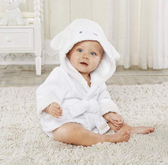 Cartoon Cute Animal Modeling Baby Bath Towels Baby Bathrobes Cotton Children's Bathrobes Baby Hooded White sheep - D&A