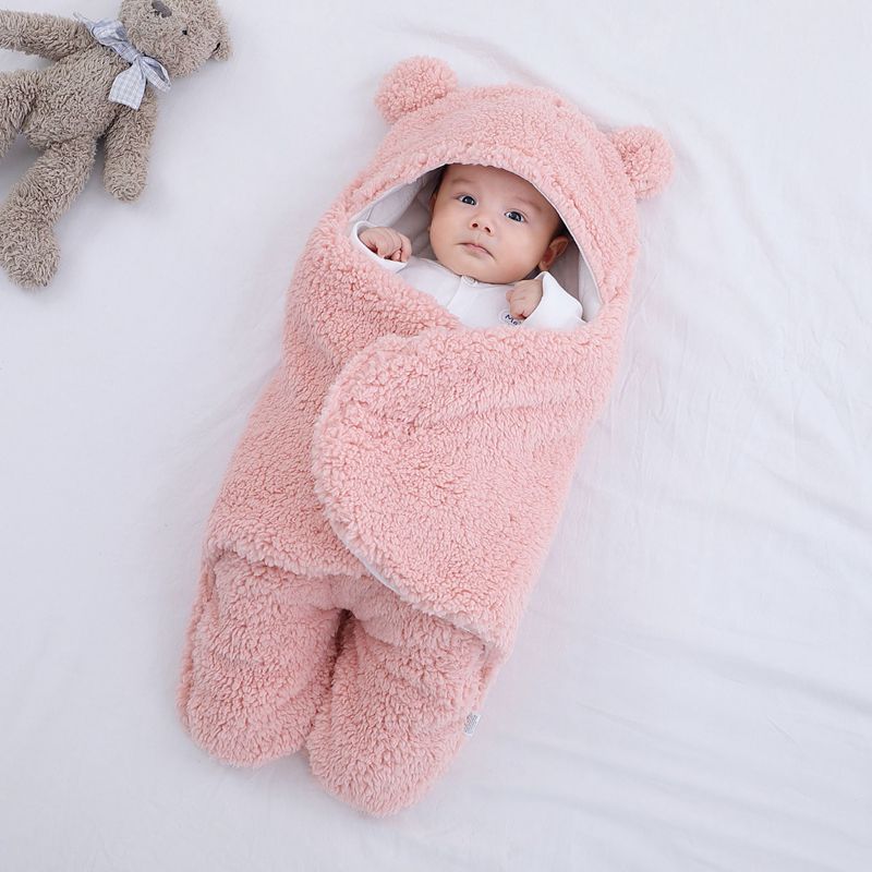 Baby Sleeping Bag Envelope for Newborn Baby Winter Swaddle Blanket Flesh pink - D&A