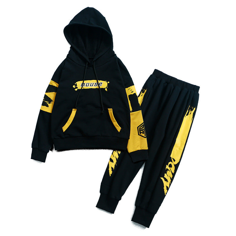 Boy's hooded sports suit black - D&A