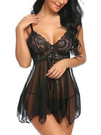 Sexy Lingerie Sexy Lingerie Front Slit Nightdress Black - D&A