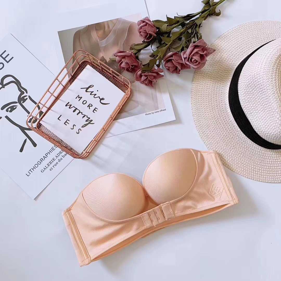 Anti-Glare One-Piece Bra Gathered Up Strapless Bra - D&A