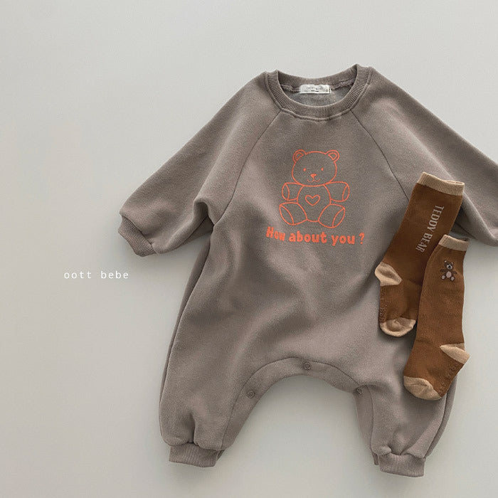 Baby long sleeve jumpsuit baby ha clothes Coffee - D&A