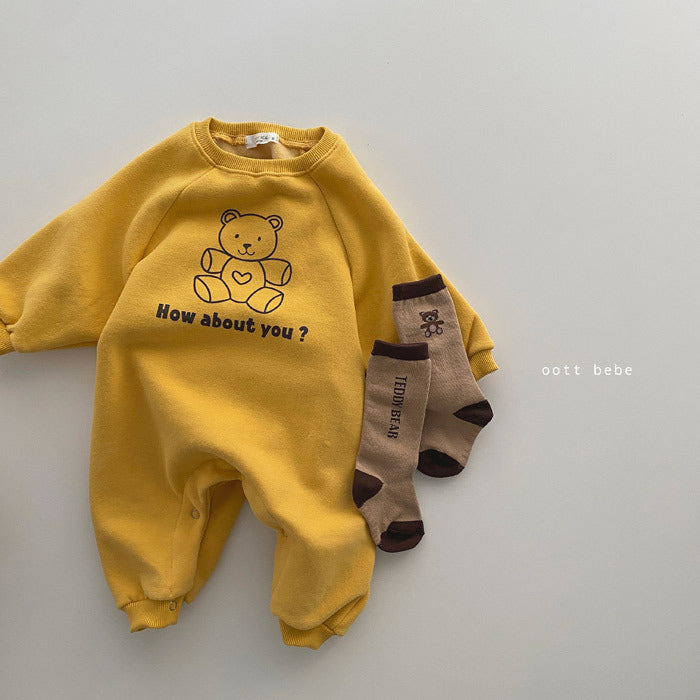 Baby long sleeve jumpsuit baby ha clothes Yellow - D&A