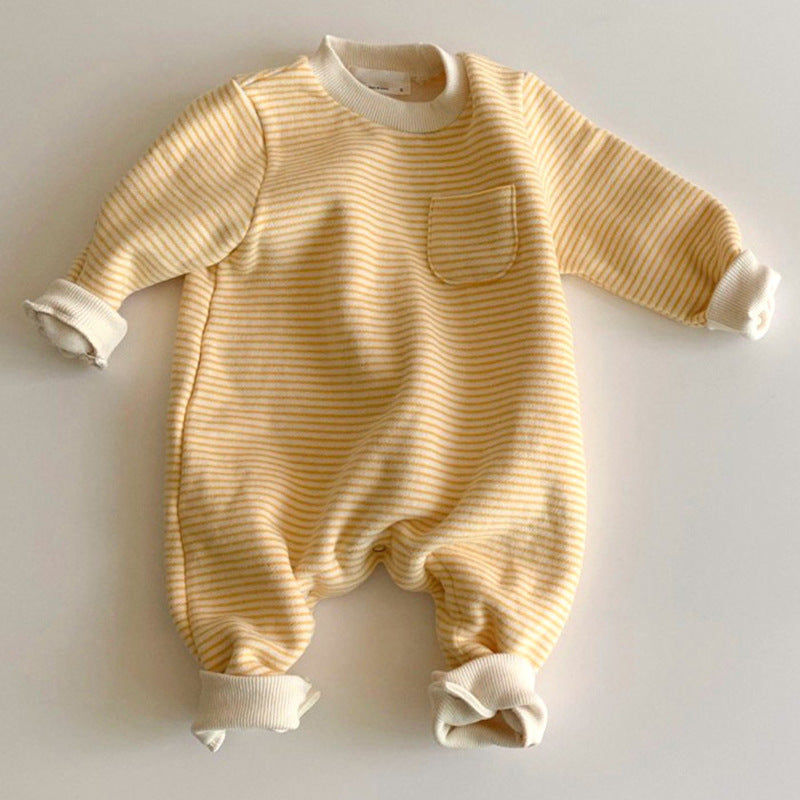 Wear striped baby jumpsuits outside Yellow - D&A