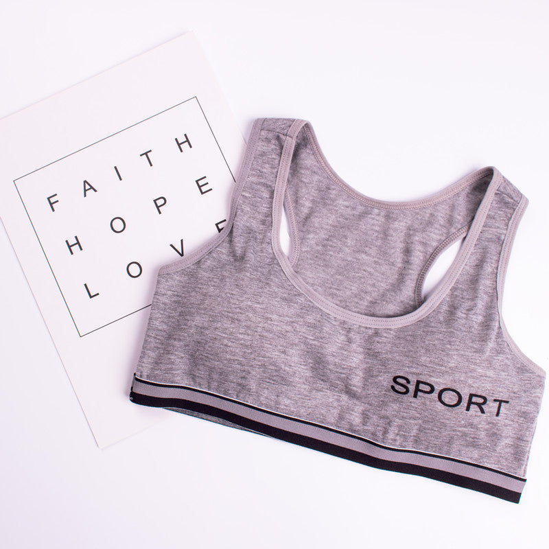 Breathable and Sweat-Absorbent Racer Back Bra Sports Bra Grey OneSize - D&A