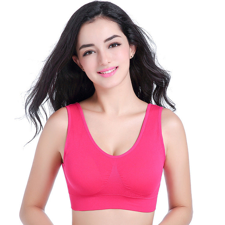 Bra One Piece Thin Style Sports Yoga Vest Bra Rose Red - D&A