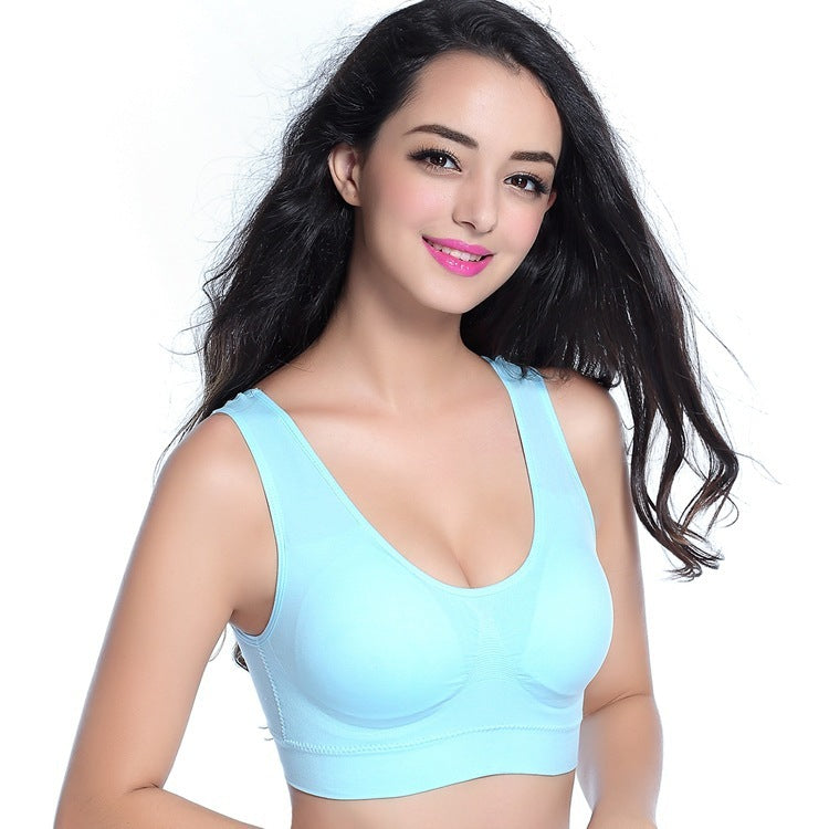 Bra One Piece Thin Style Sports Yoga Vest Bra Light Blue - D&A