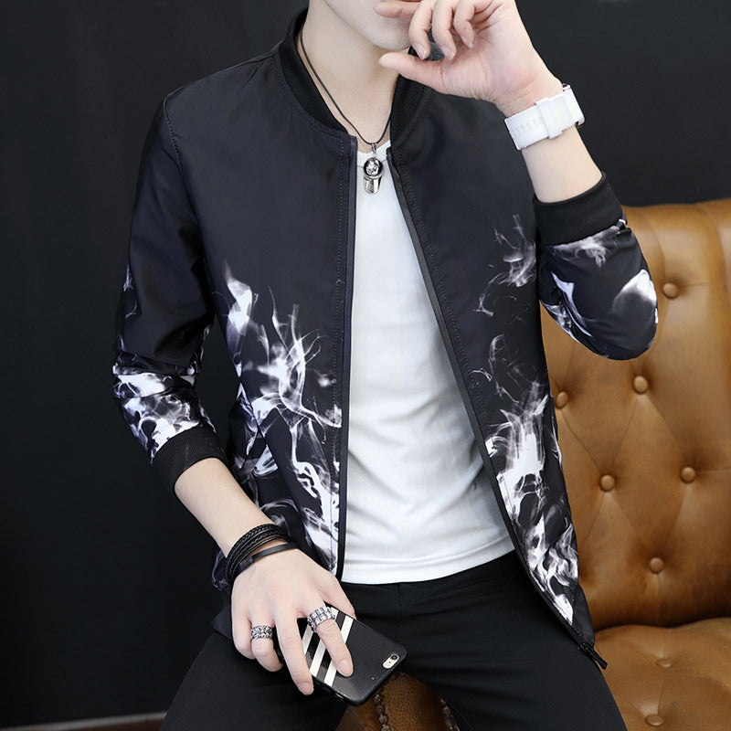 Cultivate One's Morality Collar Printed Coat Jackets Men White - D&A