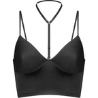 Women's Black No Steel Ring Bra Halterneck Bra Black S - D&A