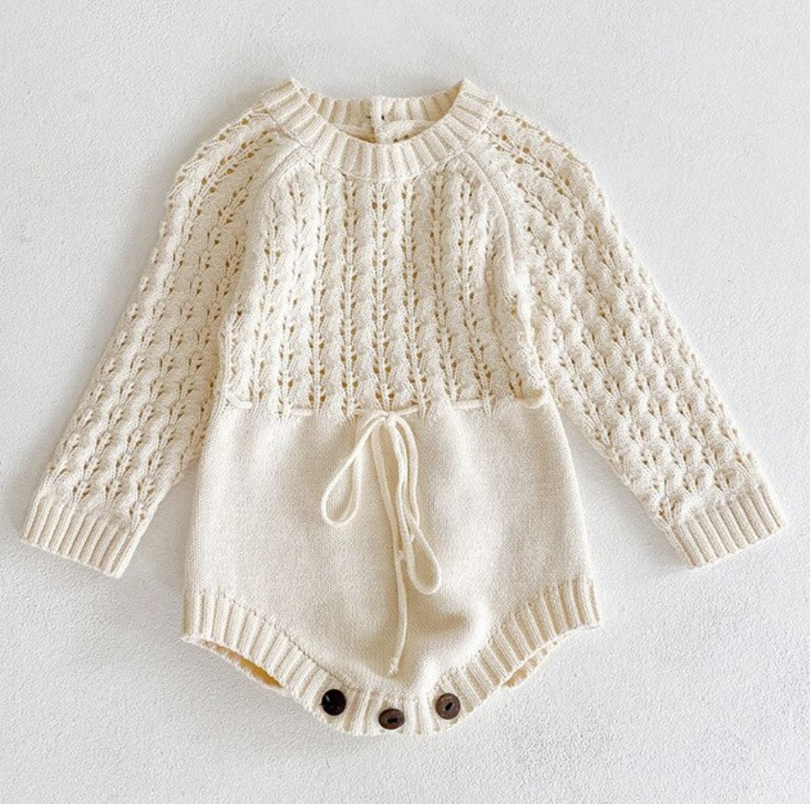 Girl Baby Knitted Hollow Waist Girdle Long Sleeves Harpy Dress Triangle - D&A