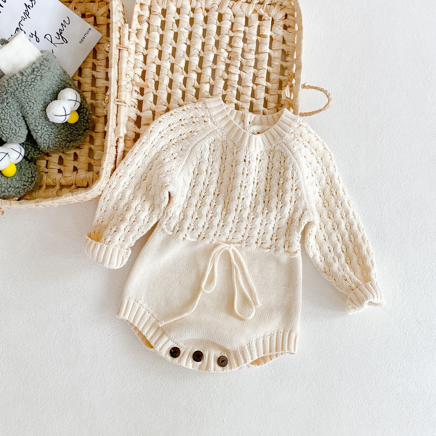 Girl Baby Knitted Hollow Waist Girdle Long Sleeves Harpy Dress Triangle - D&A