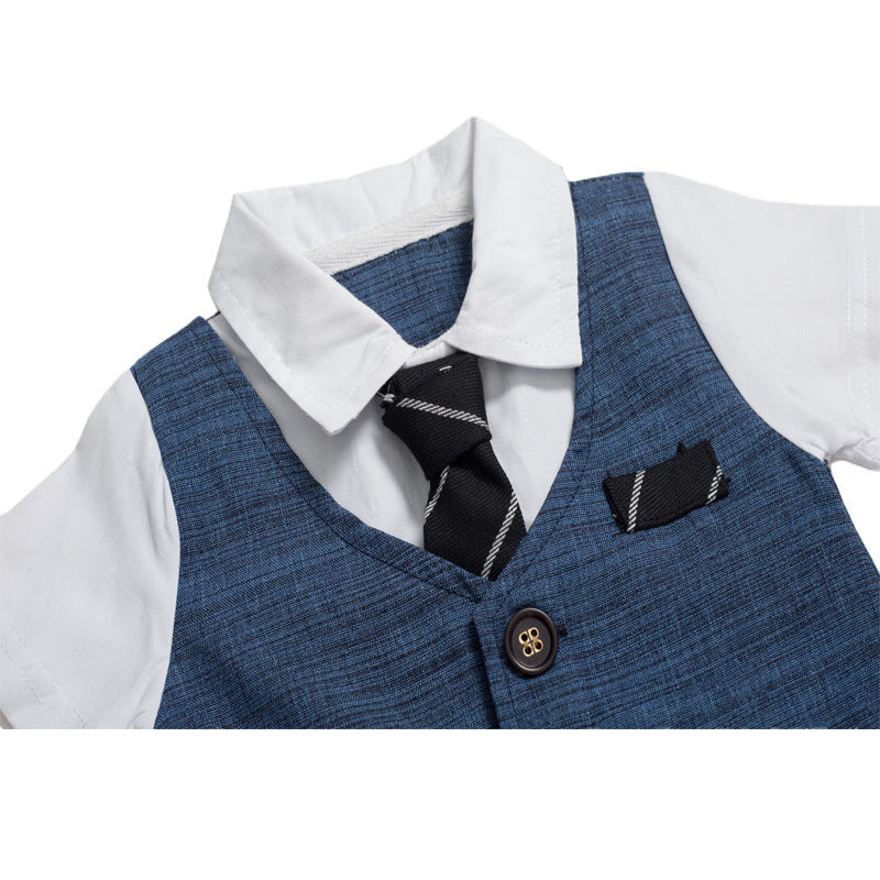 Summer New Baby Boy Jumpsuit Boys Gentleman Baby Children's Clothing - D&A