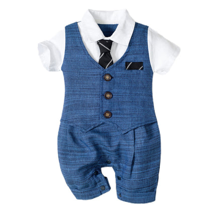 Summer New Baby Boy Jumpsuit Boys Gentleman Baby Children's Clothing - D&A
