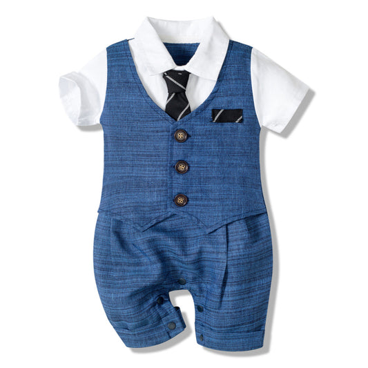 Summer New Baby Boy Jumpsuit Boys Gentleman Baby Children's Clothing - D&A