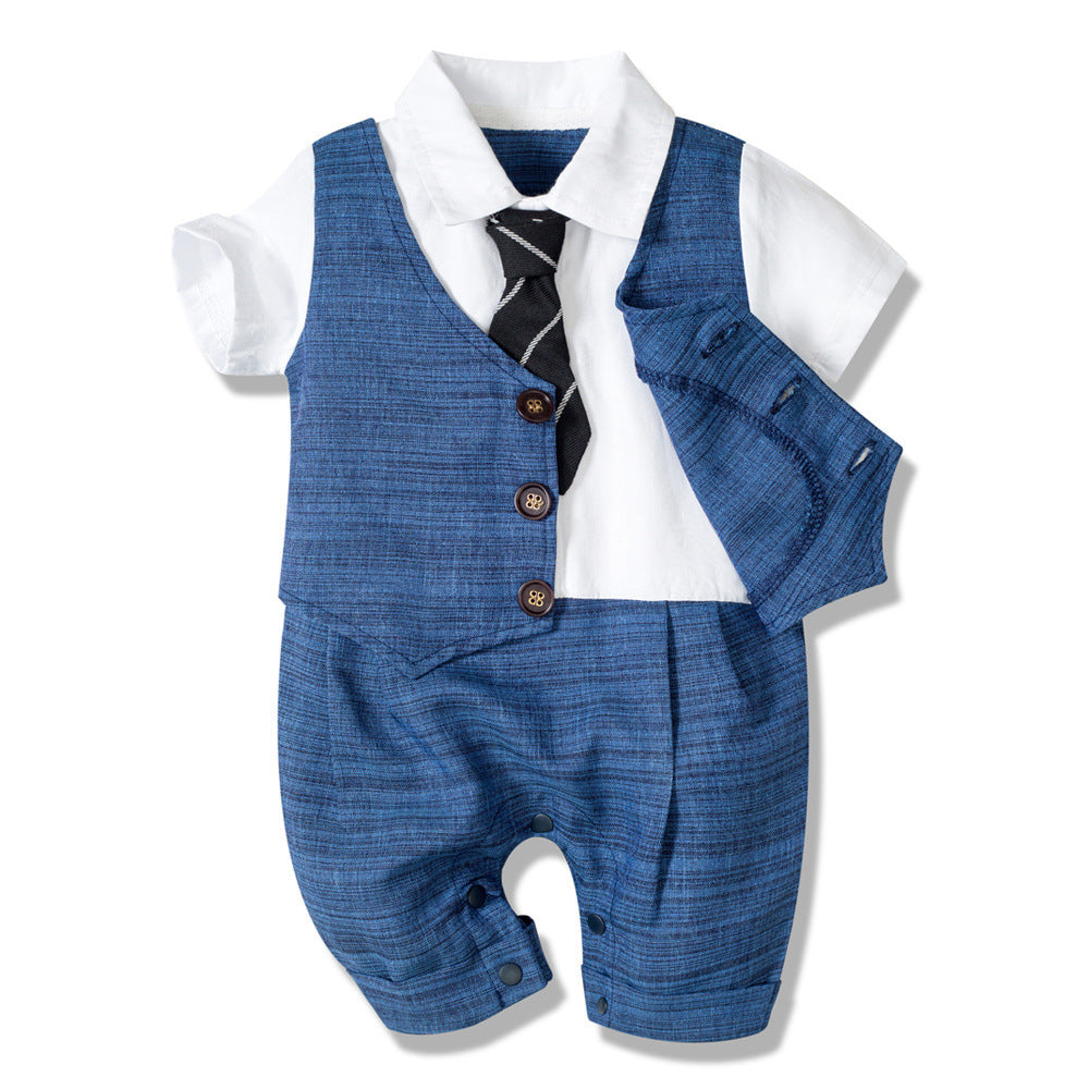 Summer New Baby Boy Jumpsuit Boys Gentleman Baby Children's Clothing - D&A