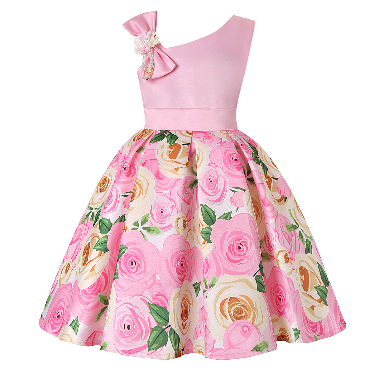 Girls' Dresses Girls' Princess Dresses Digital Print Children's Dresses Pink - D&A